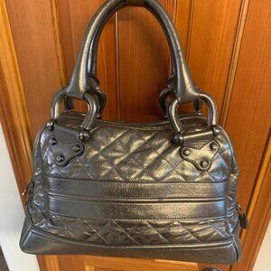 Burberry Prorsum Quilted Silver Metallic Leather Shoulder Bag